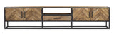 Tv-meubel - Naturel - Mangohout - 240 cm - Visgraat - 2 Deuren - 1 Lade