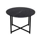 Ronde Salontafel Zwart Marmer - 75 cm - Industrieel Metalen Onderstel