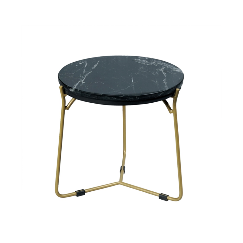 Salontafel set - Zwart Marmer - Metaal - Goud - 45 cm - 2-delig