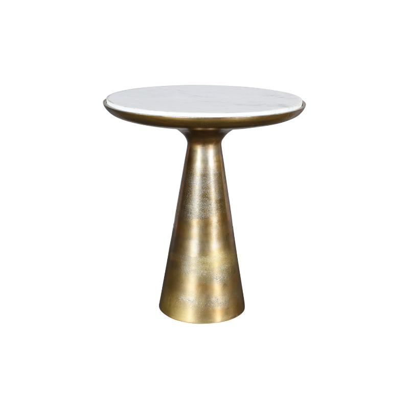 Bijzettafel - Wit Marmer - Metaal - Goud - 45 cm