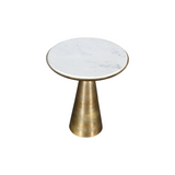 Bijzettafel - Wit Marmer - Metaal - Goud - 45 cm