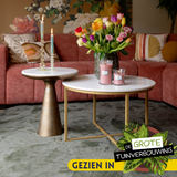 Bijzettafel - Wit Marmer - Metaal - Goud - 45 cm