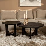 Ronde Salontafel Zwart Mangohout - 80 cm - Elegant Design