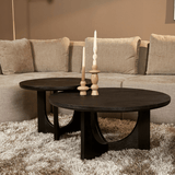 Ronde Salontafel Zwart Mangohout - 80 cm - Elegant Design