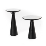 Bijzettafel Zwart Marmer & Metaal - 38 cm - Hoog Model - Modern Design