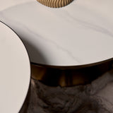 Salontafel - Set van 2 - Wit Marmerlook - Goudkleurig Staal - Modern Design