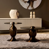 Salontafel - Set van 2 - Brons Aluminium - Zwart Metalen Frame - Industrieel Design