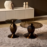 Salontafel - Set van 2 - Brons Aluminium - Zwart Metalen Frame - Industrieel Design