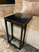 Bijzettafel - Slider - Zwart - Marmer - 40 cm