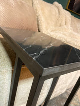 Bijzettafel - Slider - Zwart - Marmer - 40 cm