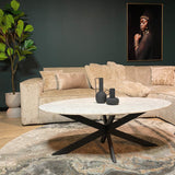 Ovale salontafel - Wit Marmer - Metaal - 130 cm - Matrixpoot