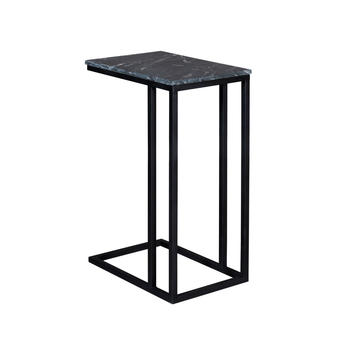 Slider Bijzettafel - Zwart Marmer - 48 cm - Industrieel - Metaal