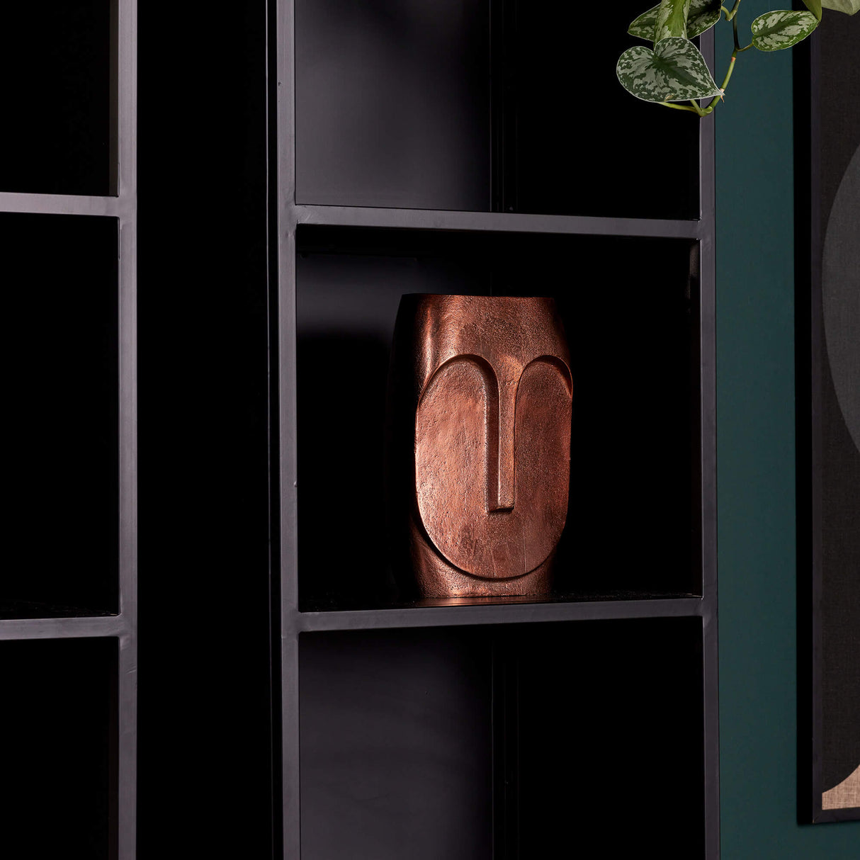 Boekenkast - Met deur - Zwart - Mangohout - 50 cm