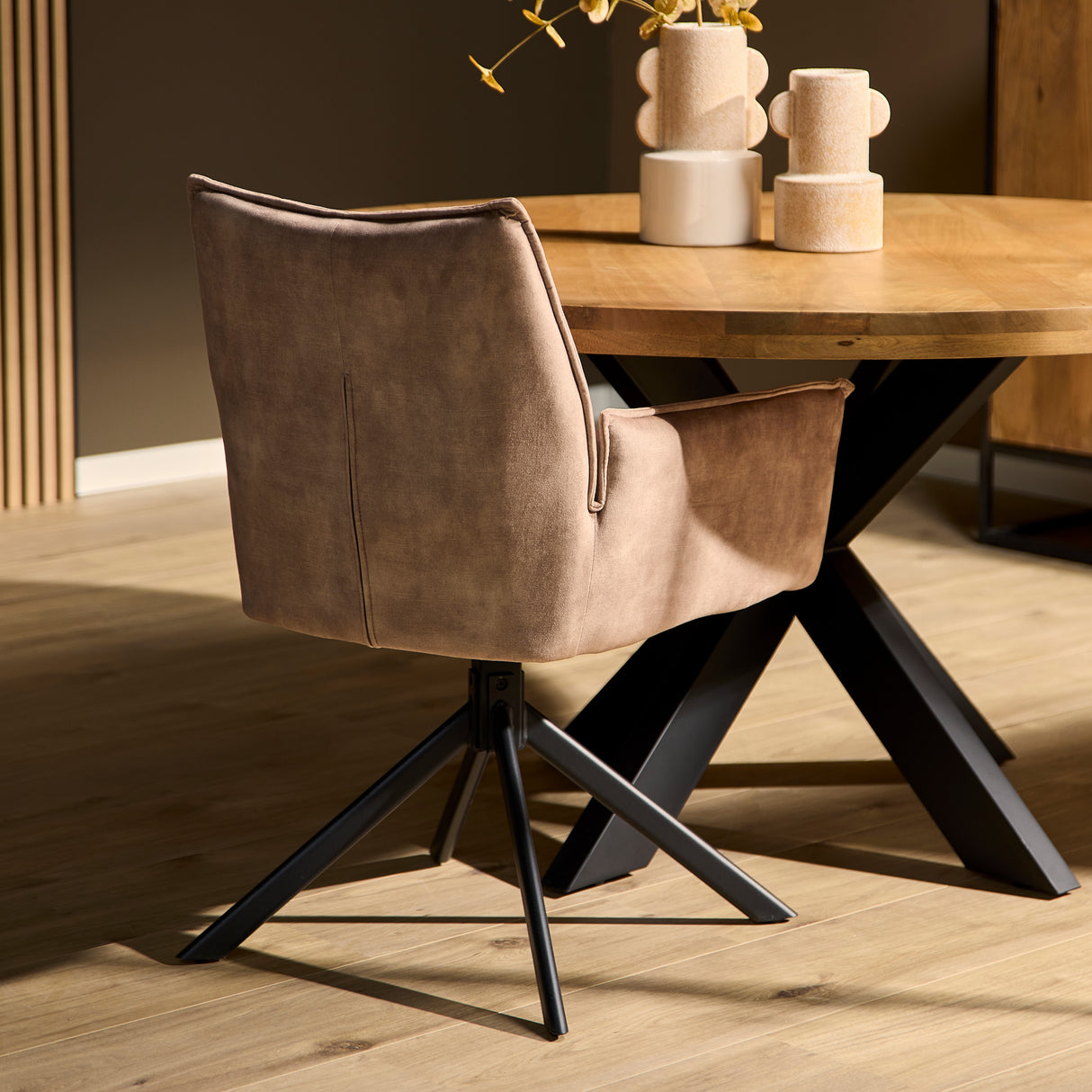 Eetkamerstoel - Draaibaar - Beige - Velvet - (Set van 2)
