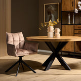 Eetkamerstoel - Draaibaar - Beige - Velvet - (Set van 2)
