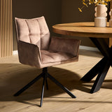 Eetkamerstoel - Draaibaar - Beige - Velvet - (Set van 2)