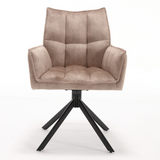 Eetkamerstoel - Draaibaar - Beige - Velvet - (Set van 2)