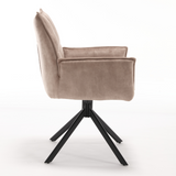 Eetkamerstoel - Draaibaar - Beige - Velvet - (Set van 2)