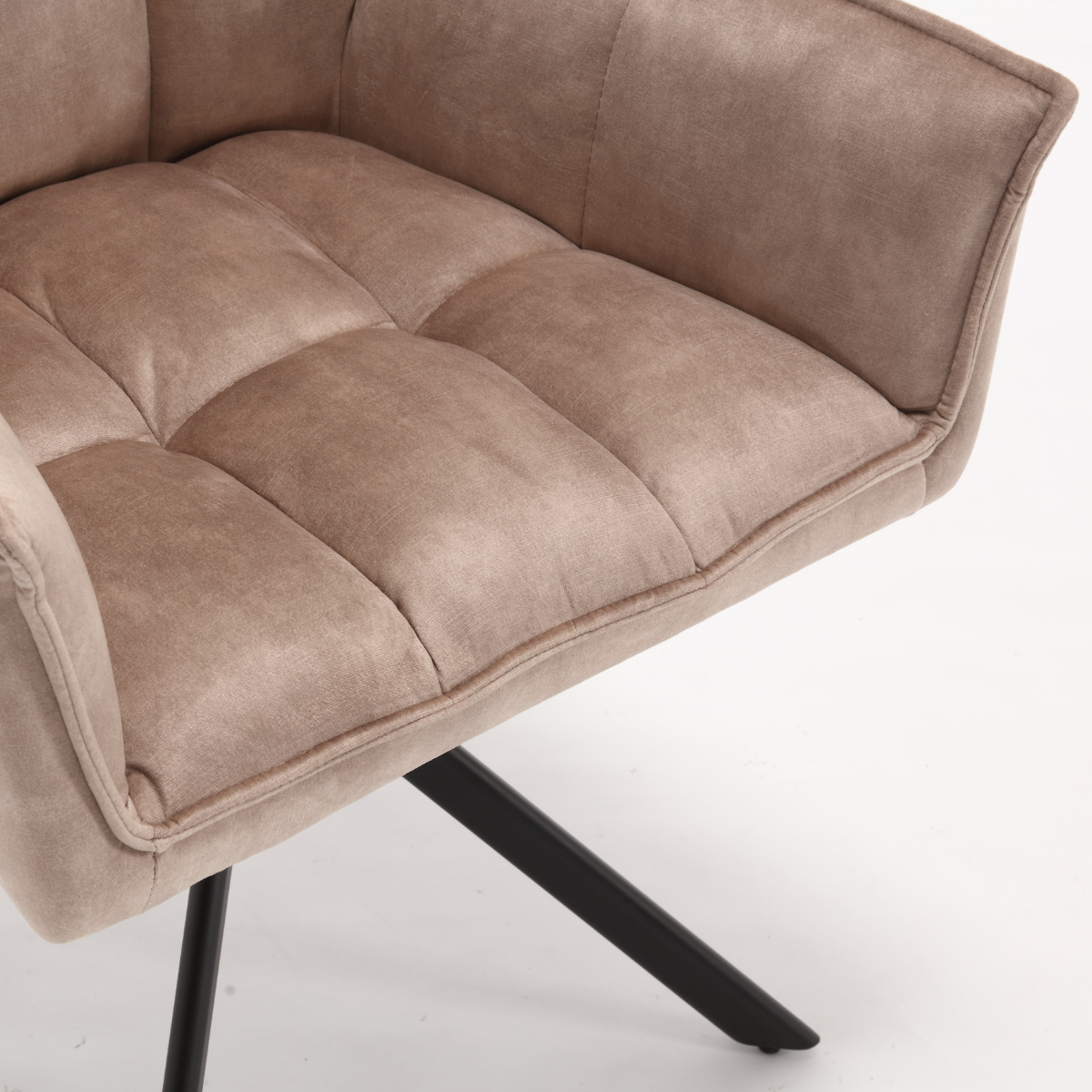 Eetkamerstoel - Draaibaar - Beige - Velvet - (Set van 2)