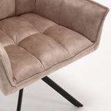 Eetkamerstoel - Draaibaar - Beige - Velvet - (Set van 2)