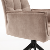 Eetkamerstoel - Draaibaar - Beige - Velvet - (Set van 2)