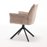 Eetkamerstoel - Draaibaar - Beige - Velvet - (Set van 2)