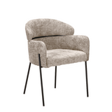 Eetkamerstoel - Beige - Stof - Metaal - Armleuning