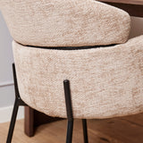 Eetkamerstoel - Beige - Stof - Metaal - Armleuning