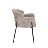 Eetkamerstoel - Beige - Stof - Metaal - Armleuning