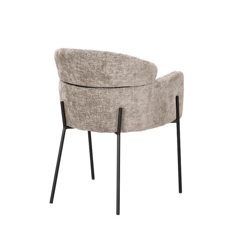 Eetkamerstoel - Beige - Stof - Metaal - Armleuning