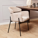 Eetkamerstoel - Beige - Stof - Metaal - Armleuning
