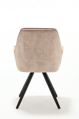 Eetkamerstoel - Beige - Velvet - Metaal - 60 cm - Set van 2