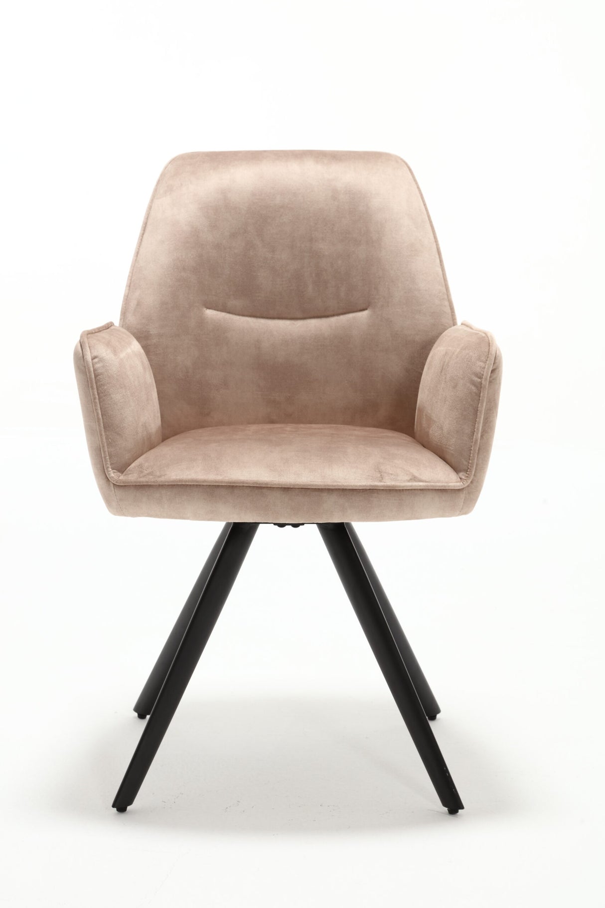 Eetkamerstoel - Beige - Velvet - Metaal - 60 cm - Set van 2