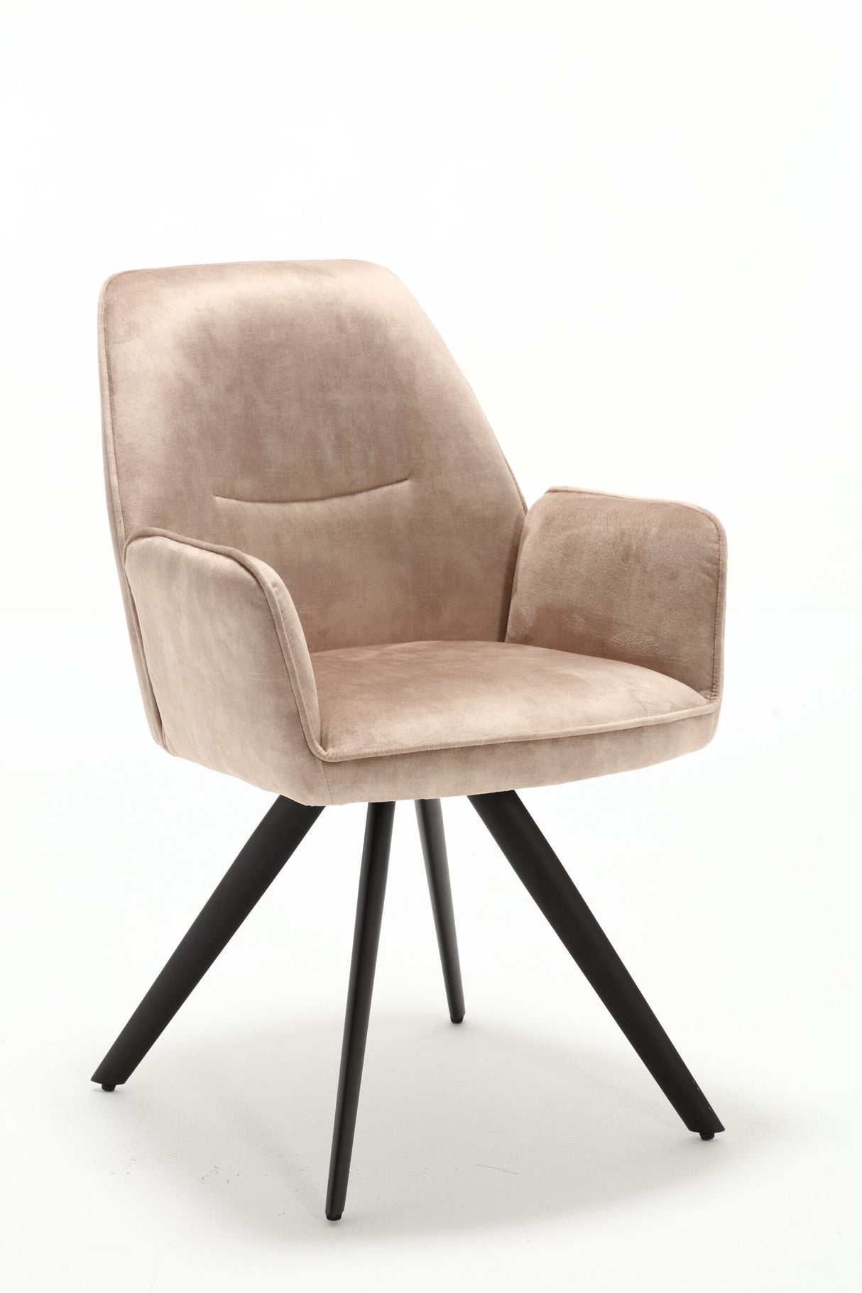 Eetkamerstoel - Beige - Velvet - Metaal - 60 cm - Set van 2