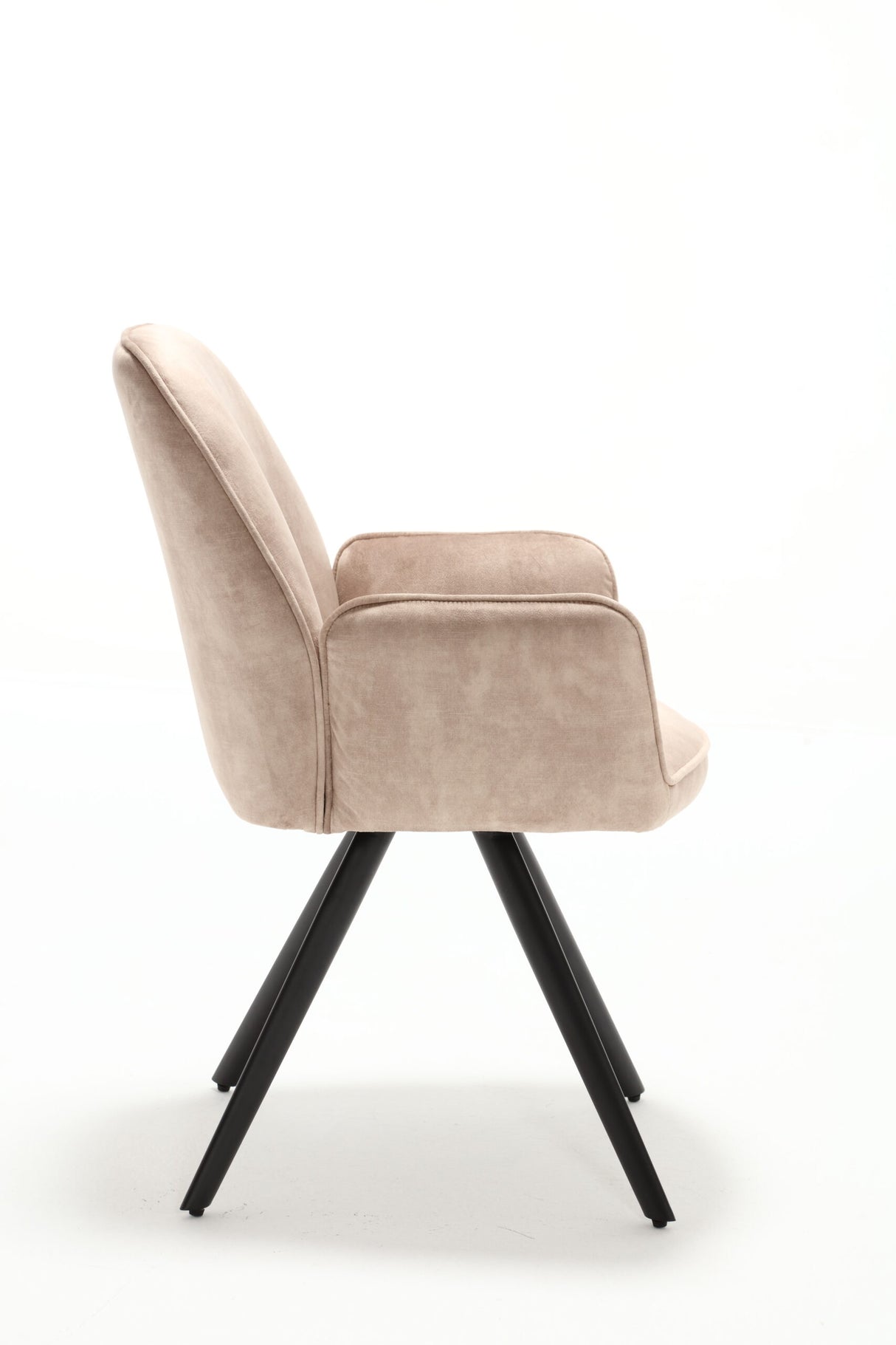 Eetkamerstoel - Beige - Velvet - Metaal - 60 cm - Set van 2