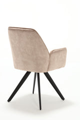 Eetkamerstoel - Beige - Velvet - Metaal - 60 cm - Set van 2