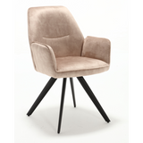 Eetkamerstoel - Beige - Velvet - Metaal - 60 cm - Set van 2