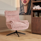 Fauteuil - Roze - Stof - Metaal - Draaibaar - Teddy
