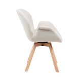Eetkamerstoel - Beige - Stof - Hout - Draaibaar - Armleuning