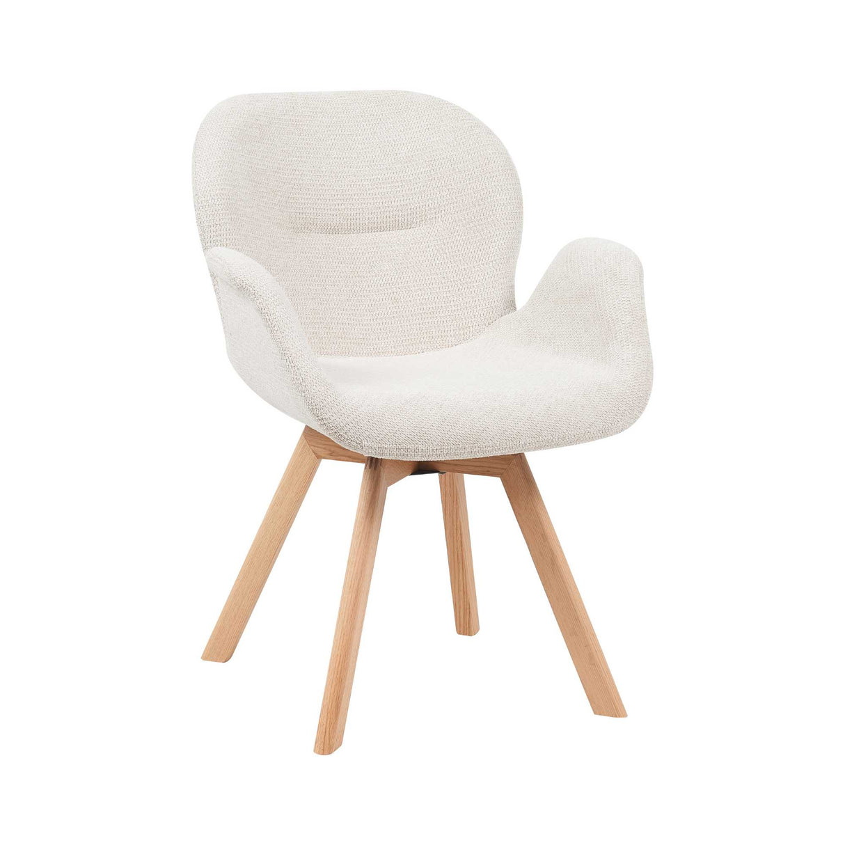 Eetkamerstoel - Beige - Stof - Hout - Draaibaar - Armleuning