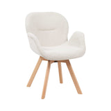 Eetkamerstoel - Beige - Stof - Hout - Draaibaar - Armleuning