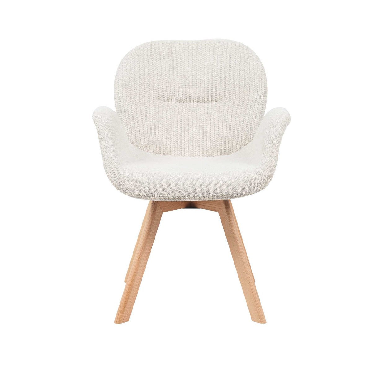 Eetkamerstoel - Beige - Stof - Hout - Draaibaar - Armleuning