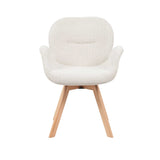 Eetkamerstoel - Beige - Stof - Hout - Draaibaar - Armleuning