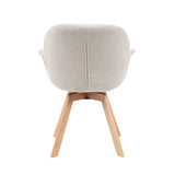 Eetkamerstoel - Beige - Stof - Hout - Draaibaar - Armleuning