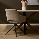 Eetkamerstoel - Beige - Metaal - Draaibaar - 180 Graden