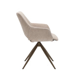 Eetkamerstoel - Beige - Metaal - Draaibaar - 180 Graden