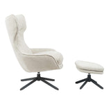 Fauteuil - Draaibaar - Taupe - Stof - Inclusief Voetenbank