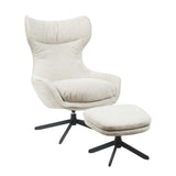 Fauteuil - Draaibaar - Taupe - Stof - Inclusief Voetenbank