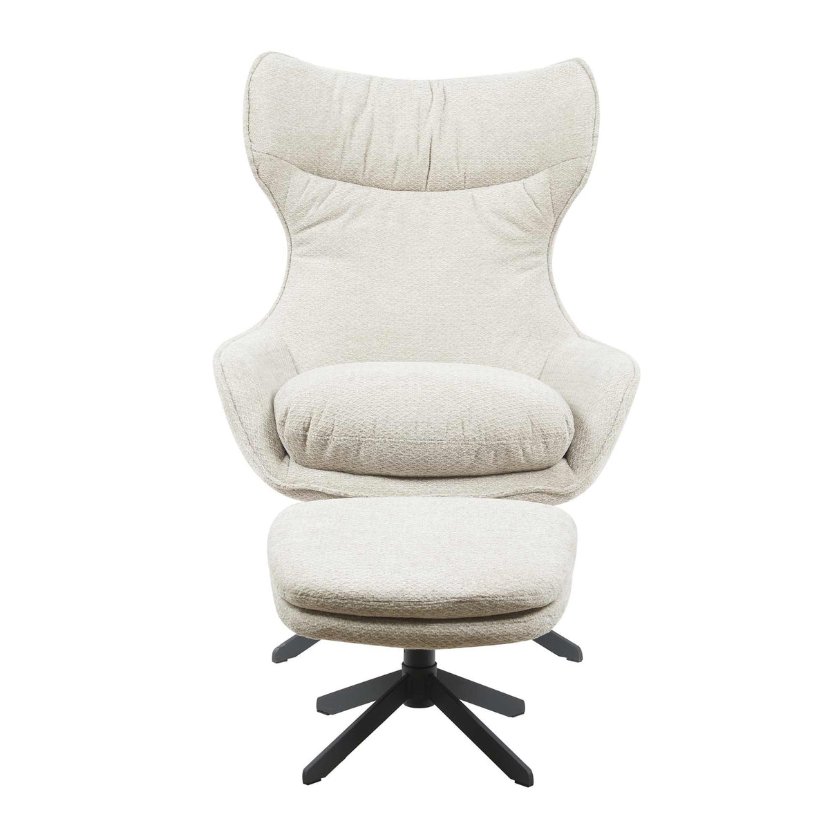 Fauteuil - Draaibaar - Taupe - Stof - Inclusief Voetenbank
