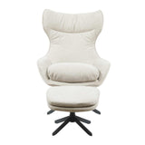 Fauteuil - Draaibaar - Taupe - Stof - Inclusief Voetenbank